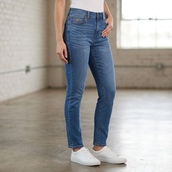 US Polo Assn Denim - US Polo Assn Womens Size 14 Straight Leg Blue Denim Jeans Embroidered Logo